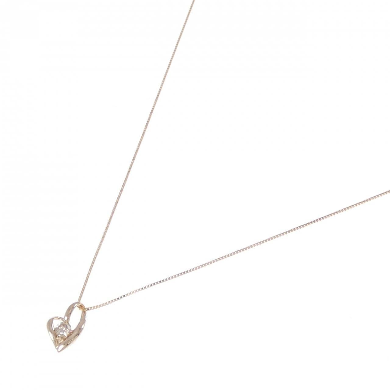 K18PG ハート ダイヤモンド ネックレス 0.10CT