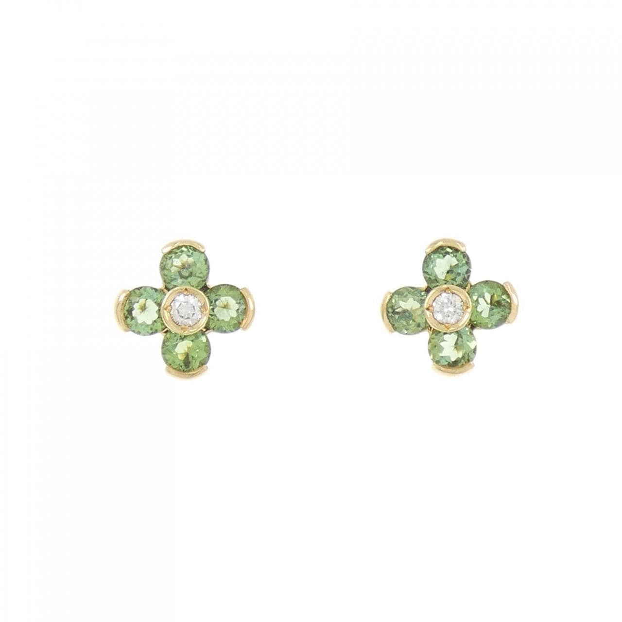 K18YG Flower Tourmaline Earrings 1.53CT