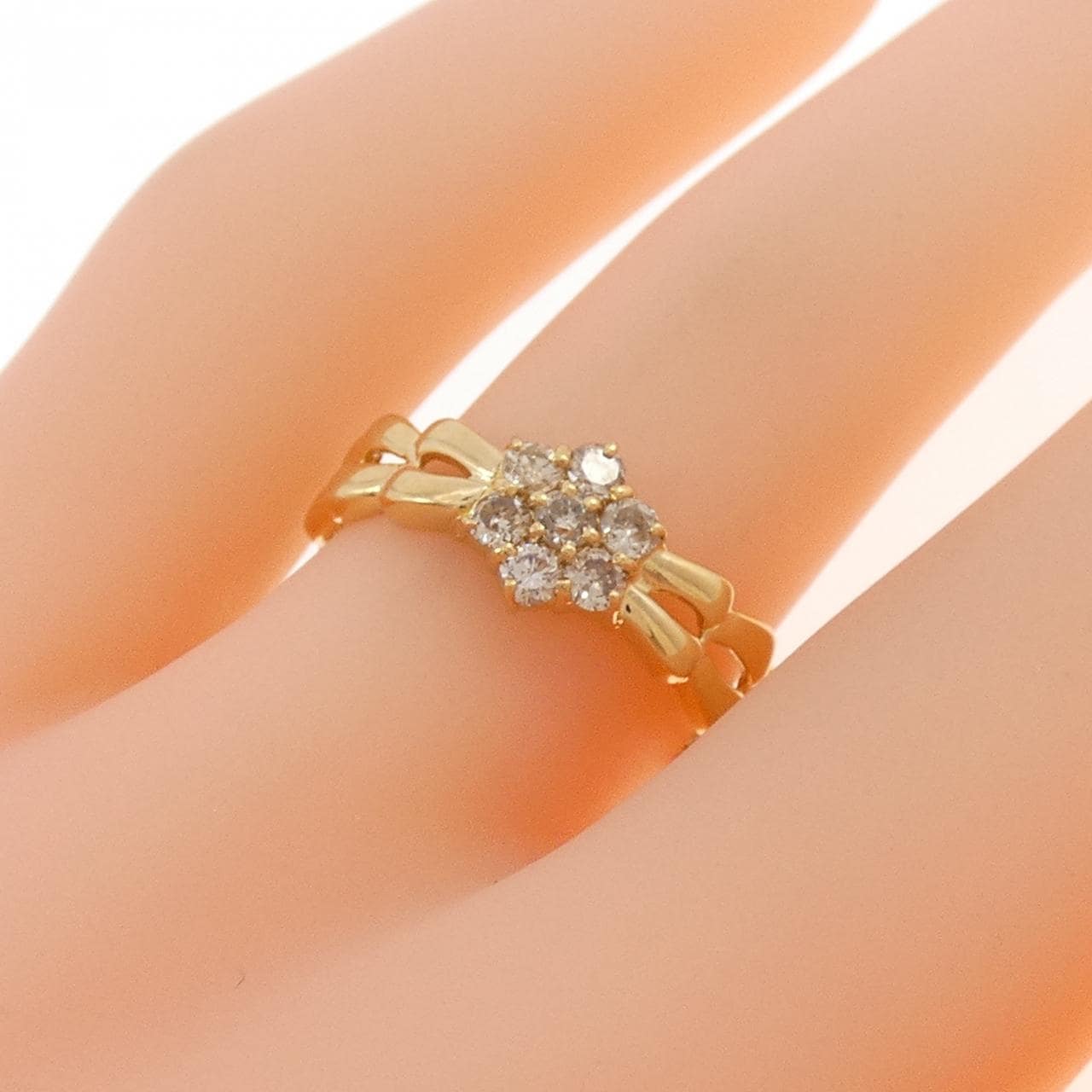 K18YG フラワー ダイヤモンド リング 0.30CT