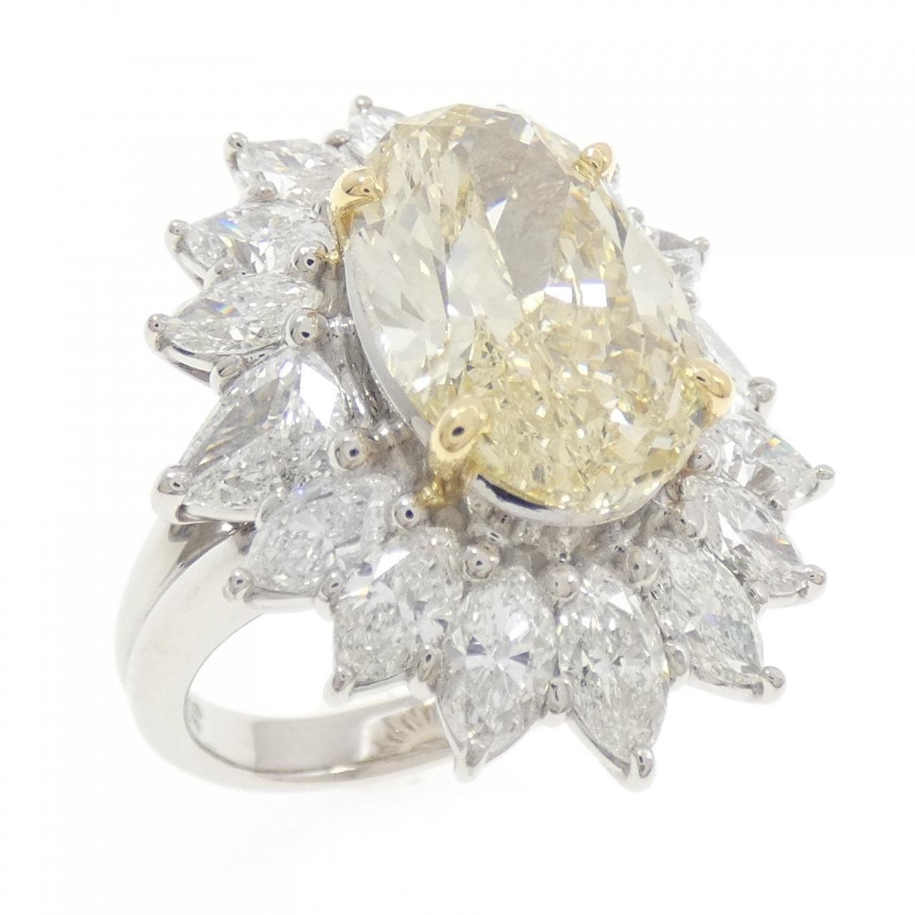 PT900/K18YG ダイヤモンド リング 5.016CT LY SI1 オーバルカット