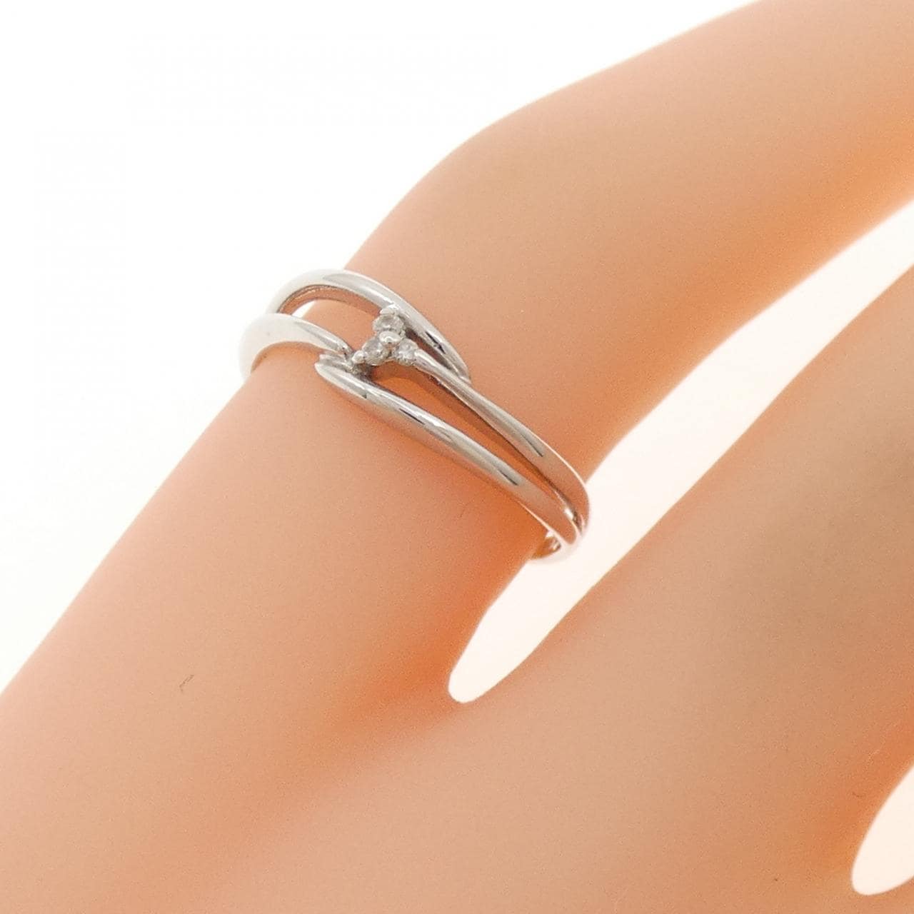 K14WG ダイヤモンド ピンキーリング 0.015CT
