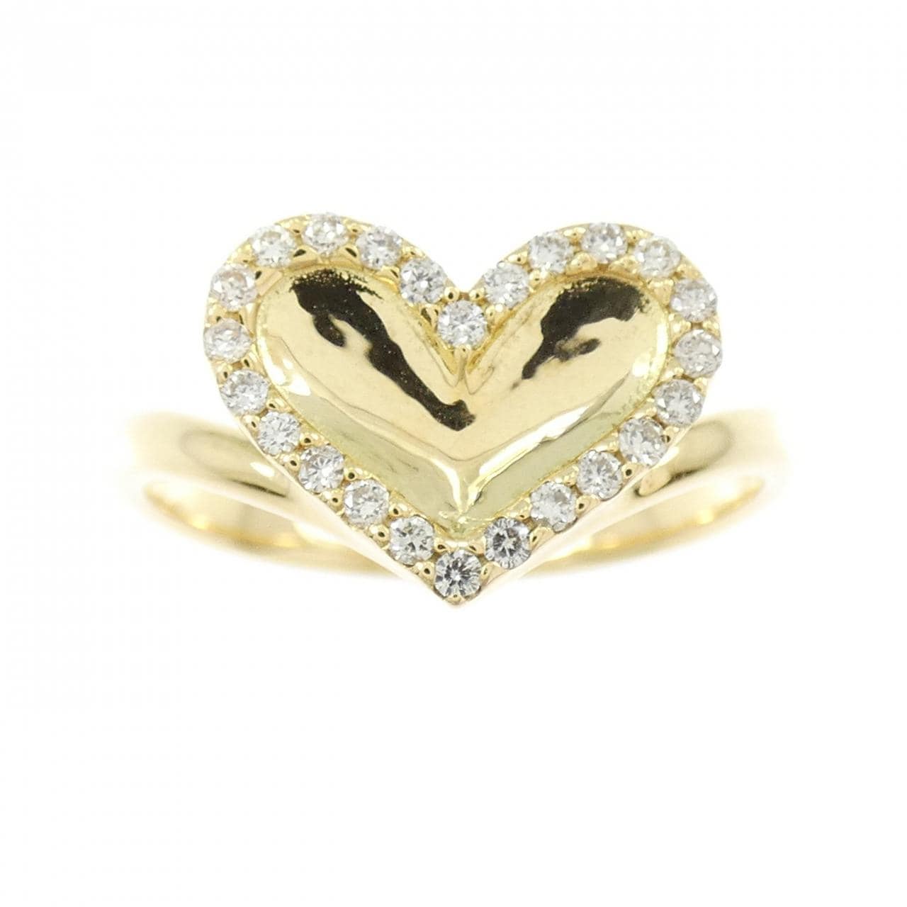 K18YG ハート ダイヤモンド リング 0.15CT