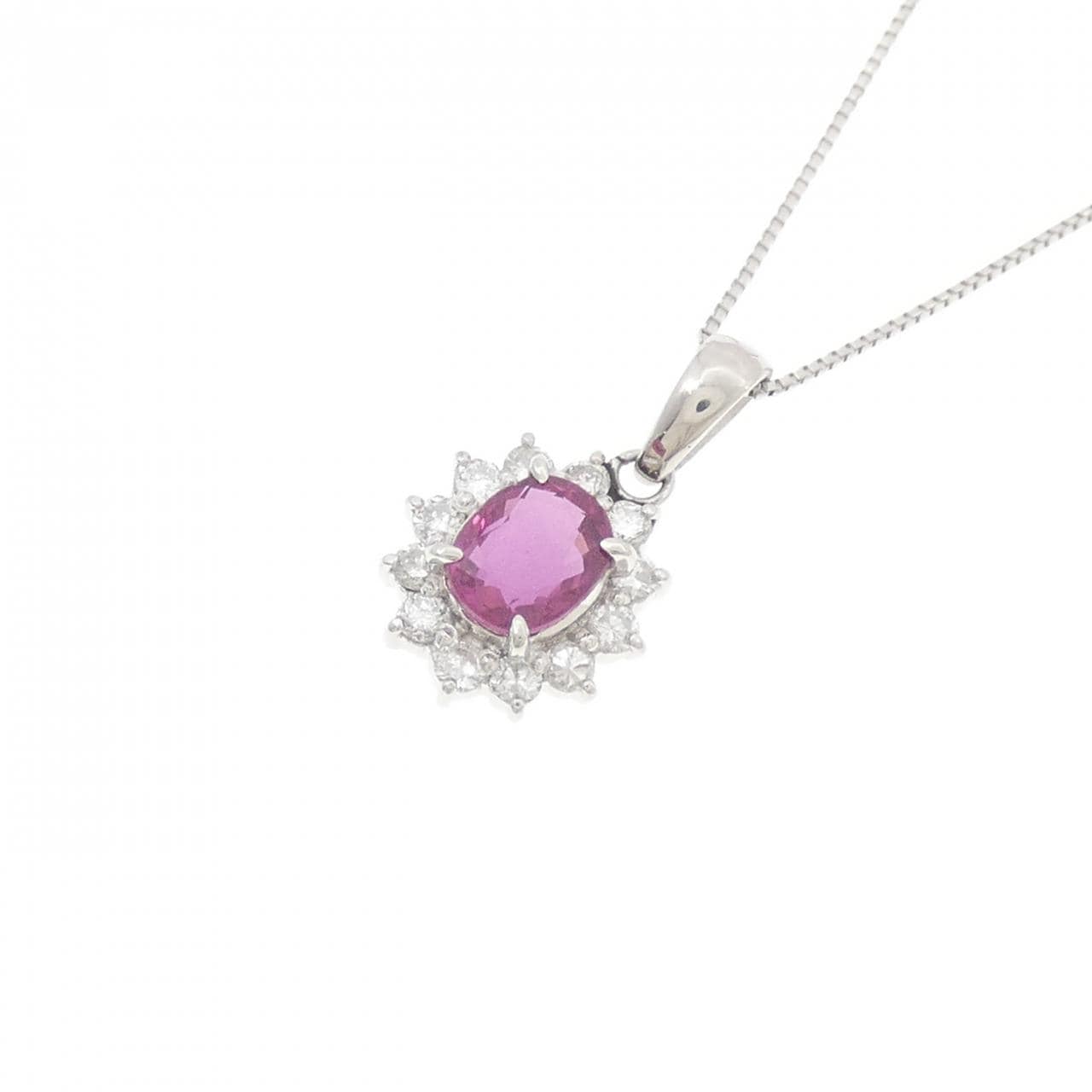 PT900/PT850 ルビー ネックレス 0.80CT