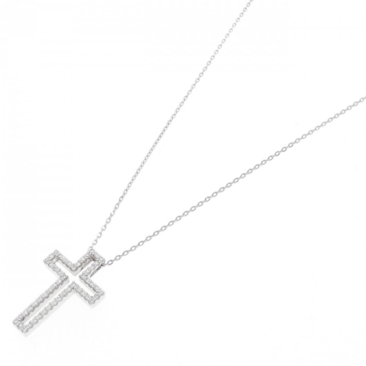 K18WG クロス ダイヤモンド ネックレス 0.26CT