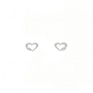 K18WG ハート ダイヤモンド ピアス 0.04CT