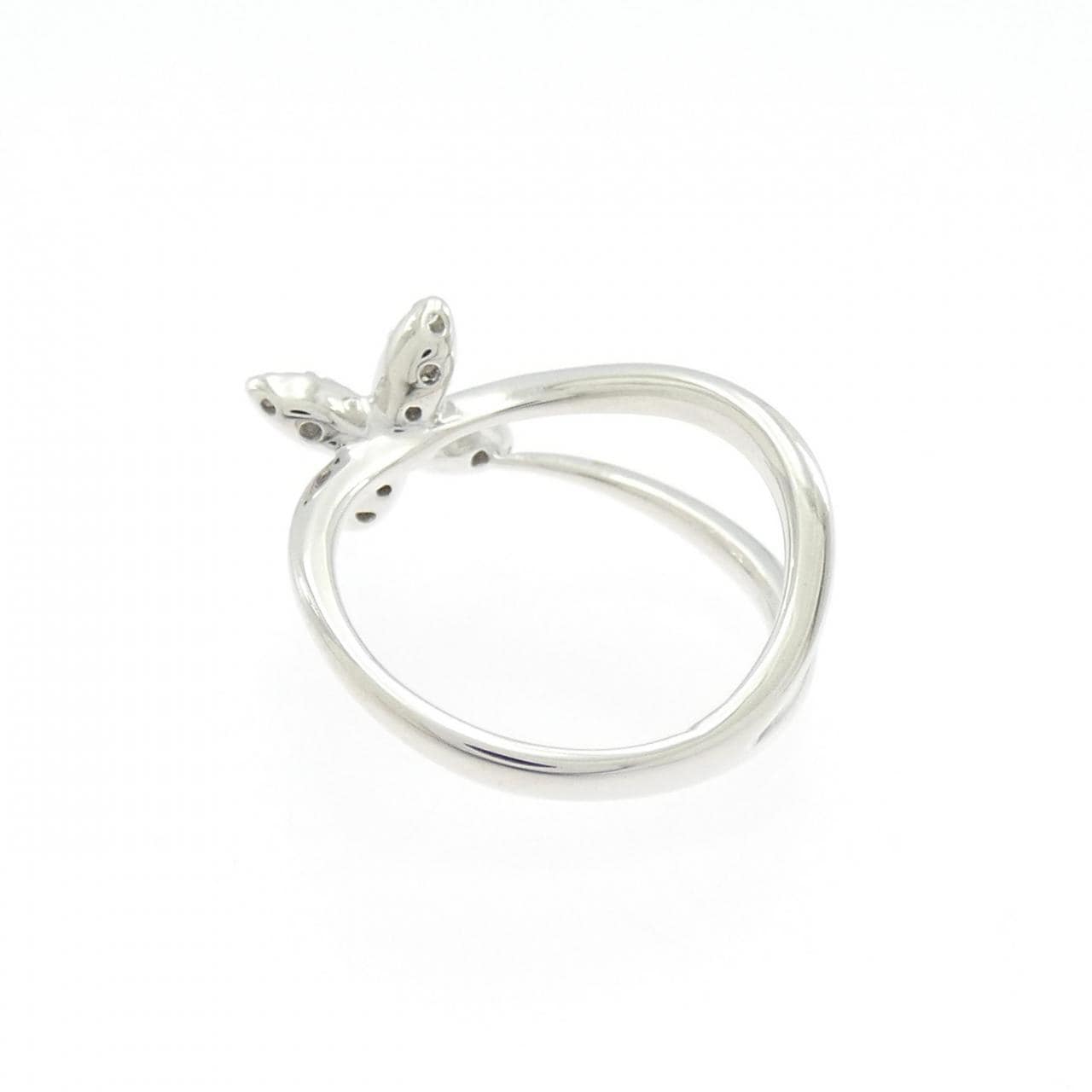 K18WG フラワー ダイヤモンド ピンキーリング 0.16CT