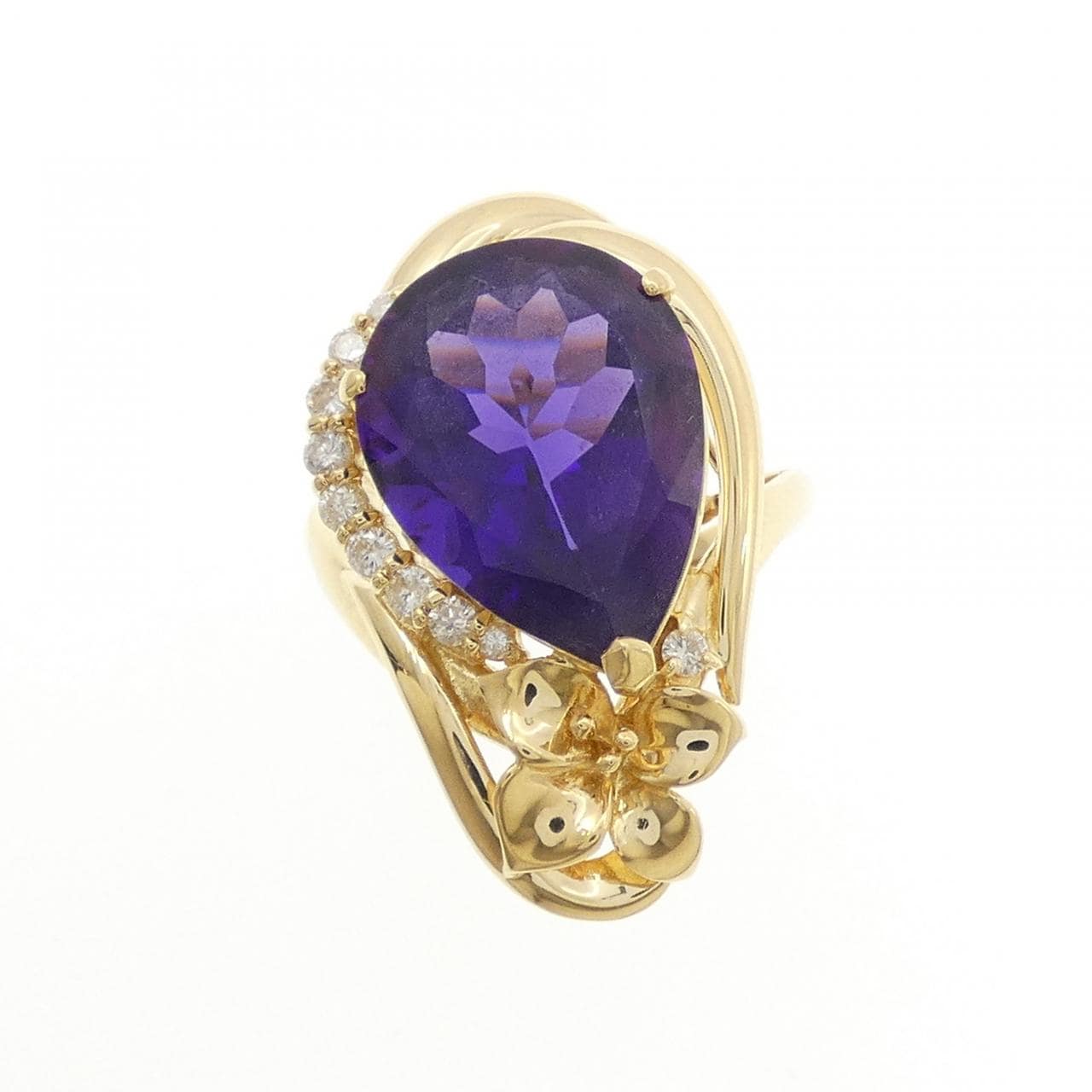 K18YG フラワー アメジスト リング 6.79CT