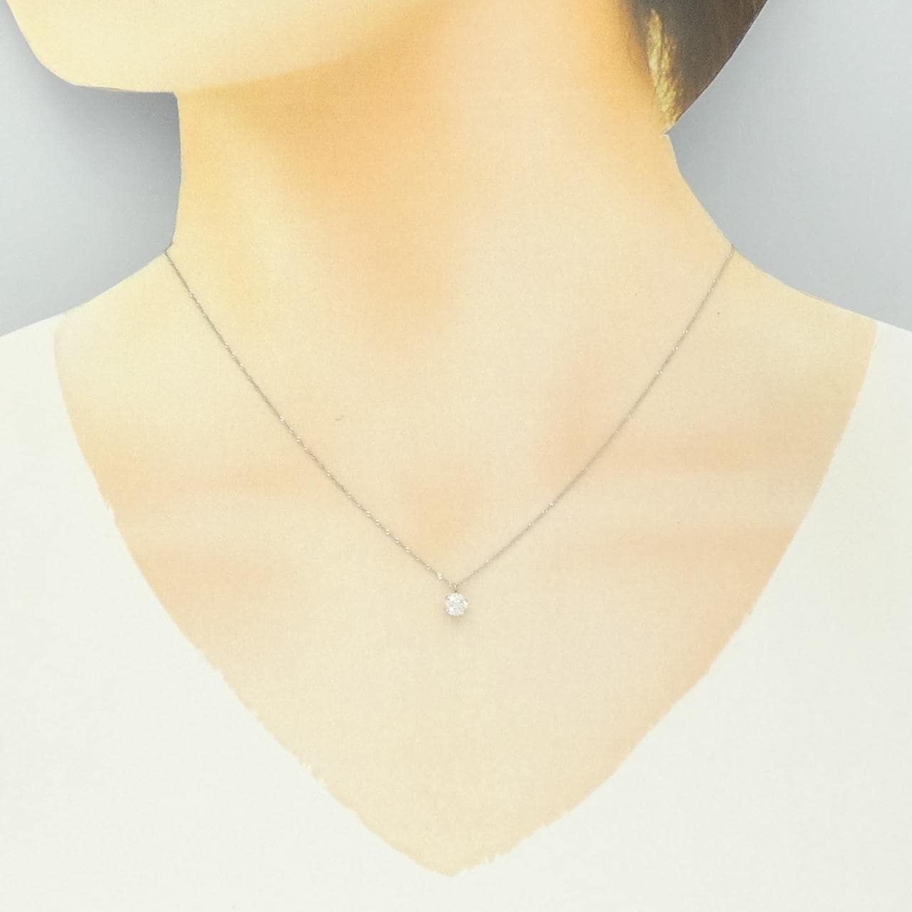 PT900/PT850 ソリティア ダイヤモンド ネックレス 0.318CT