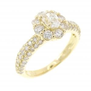 K18YG フラワー ダイヤモンド リング 0.28CT