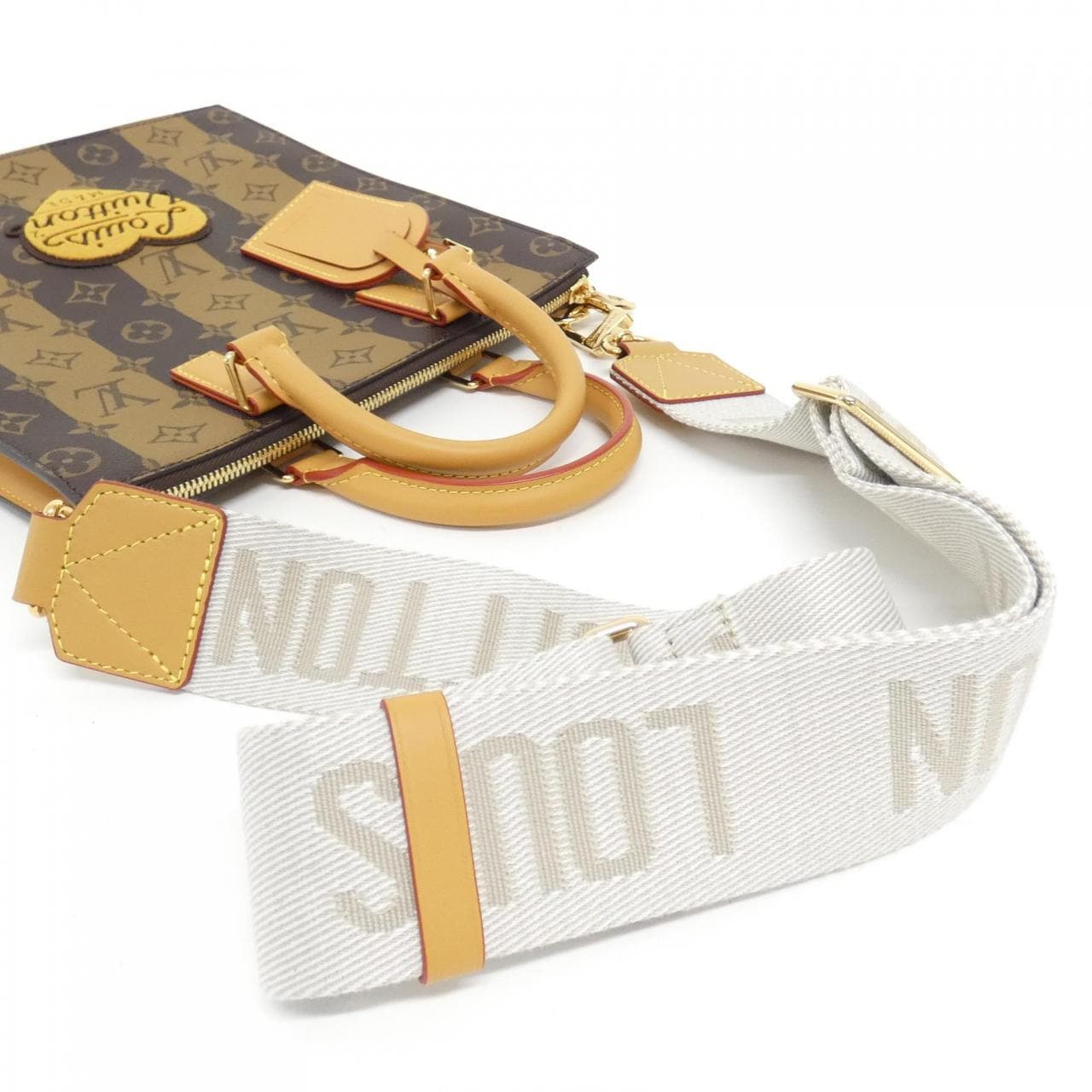 LOUIS VUITTON Monogram條紋（LV Squared）麻袋塑膠郵差包 M45969