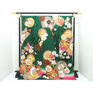 振袖　友禅金彩加工　刺繍入りボカシ染