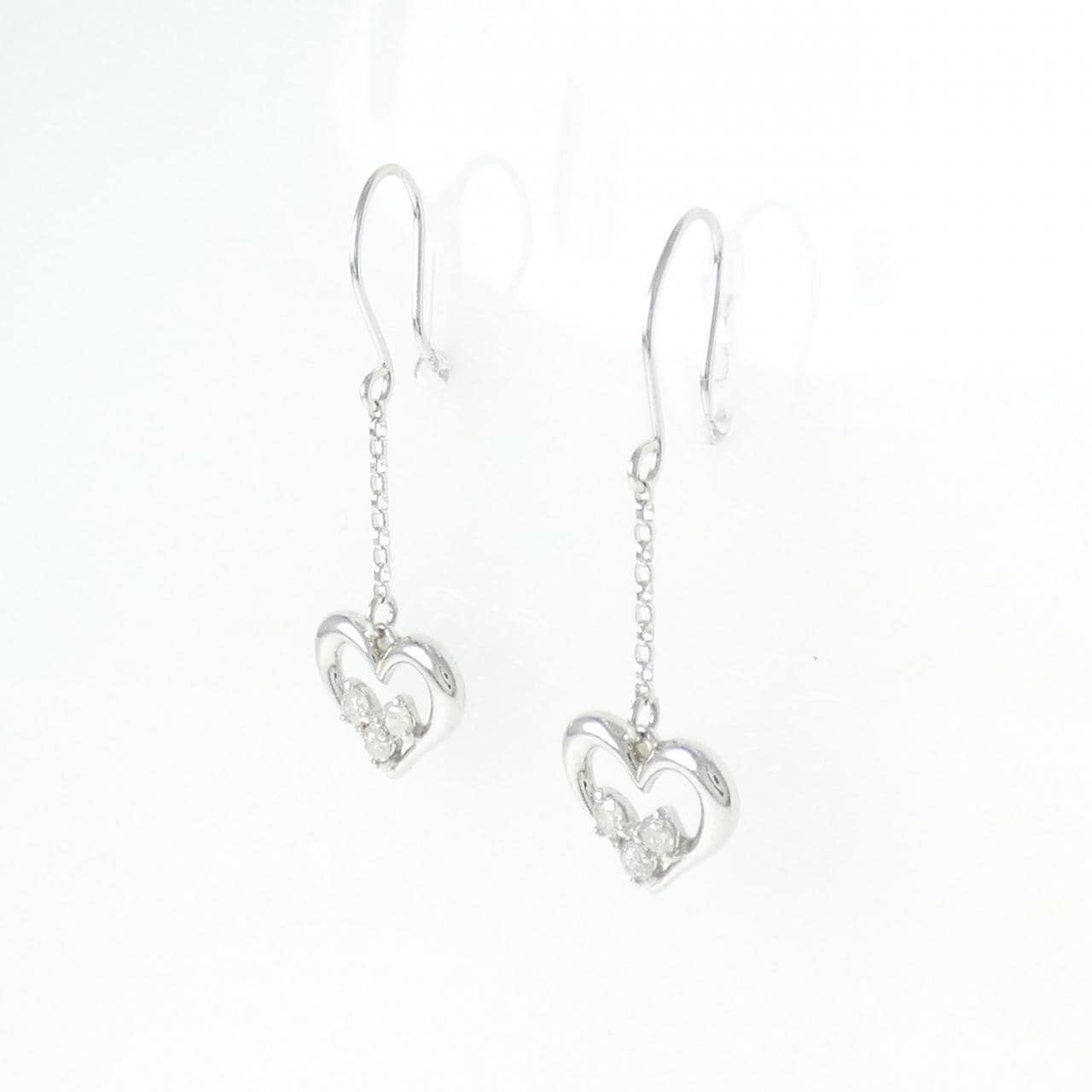 K10WG ハート ダイヤモンド ピアス 0.12CT