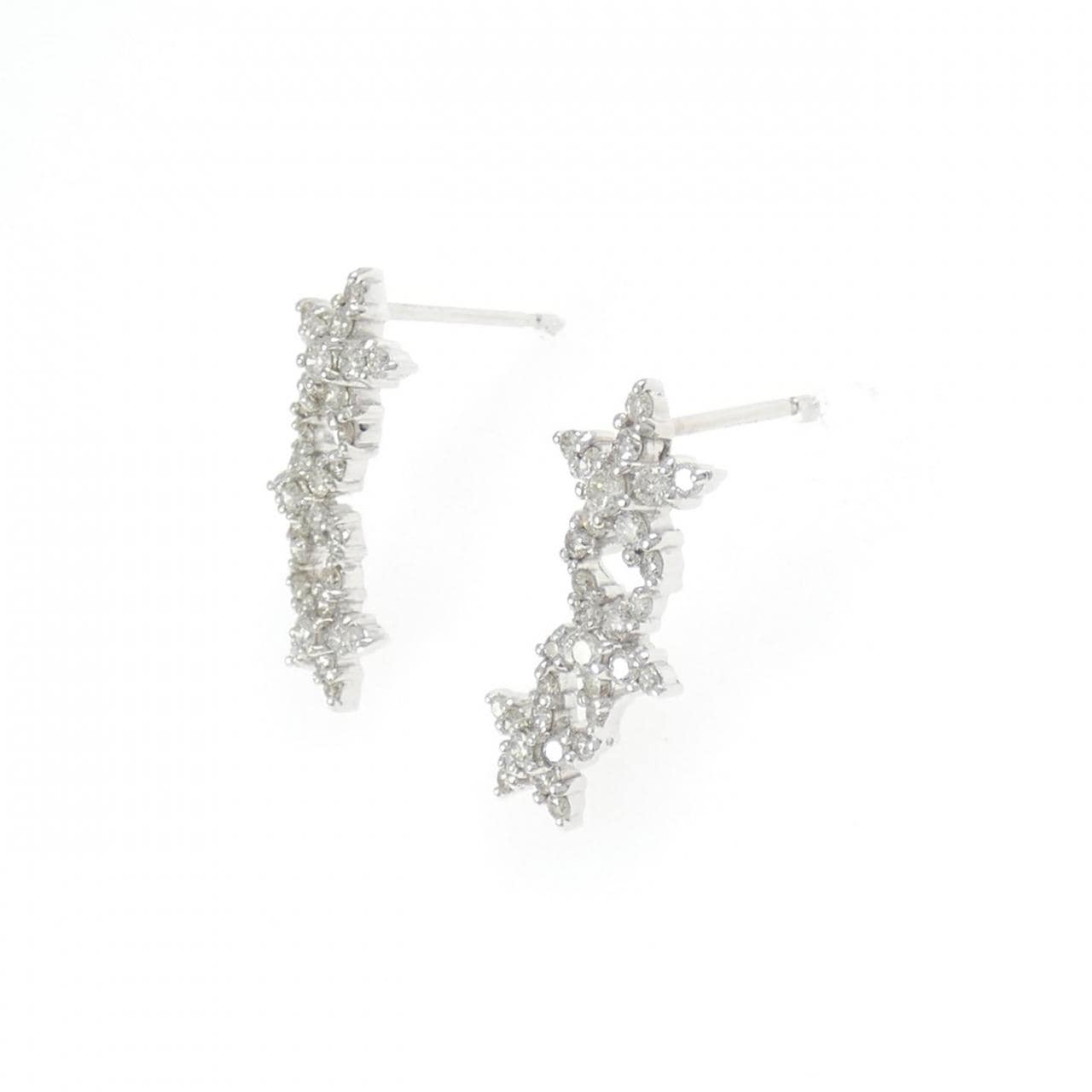 K18WG 花朵钻石耳环