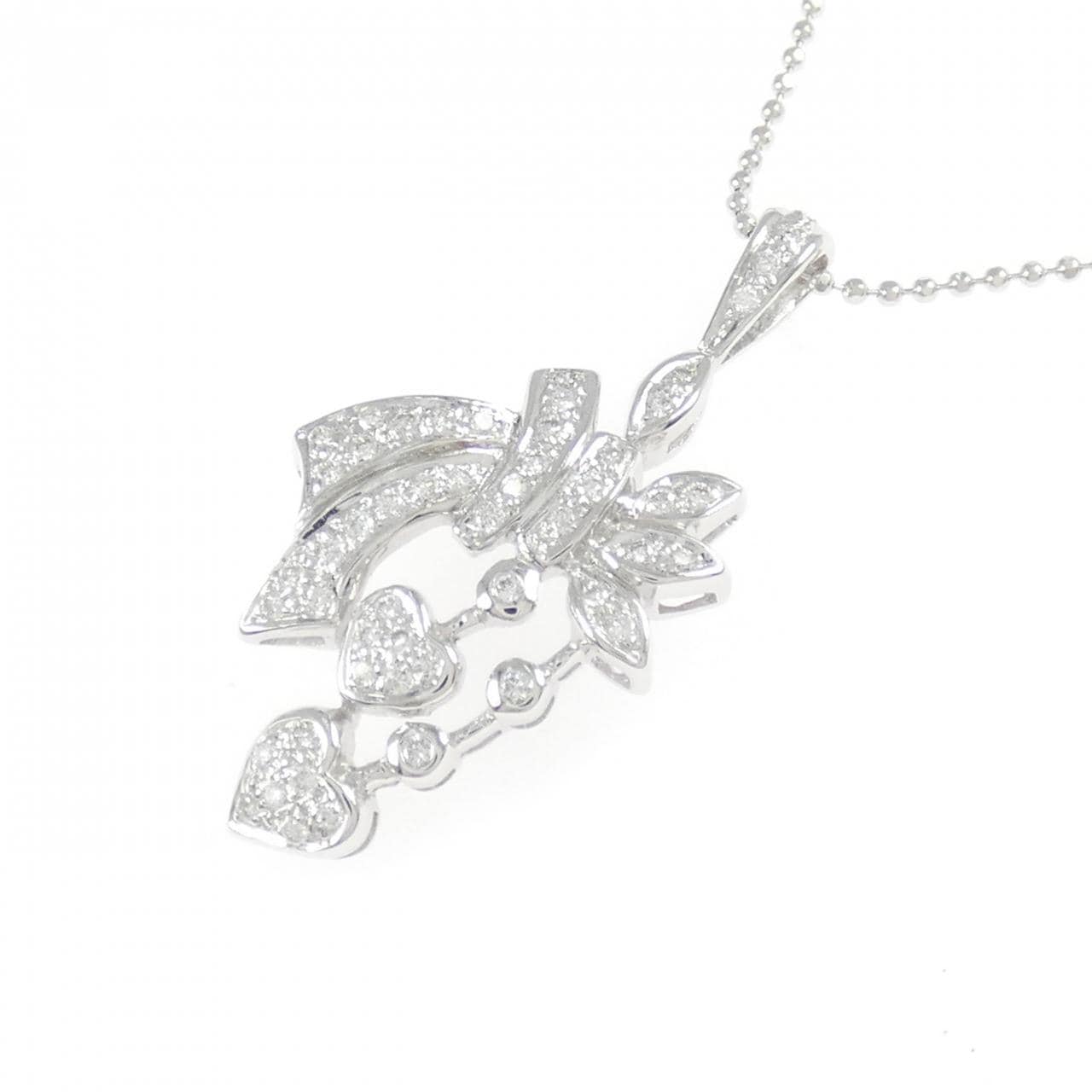 750WG ハート ダイヤモンド ネックレス