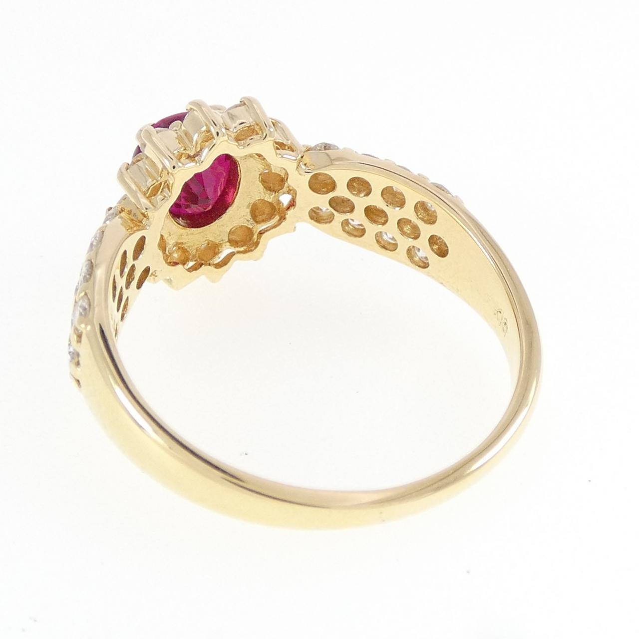 K18YG ルビー リング 0.82CT