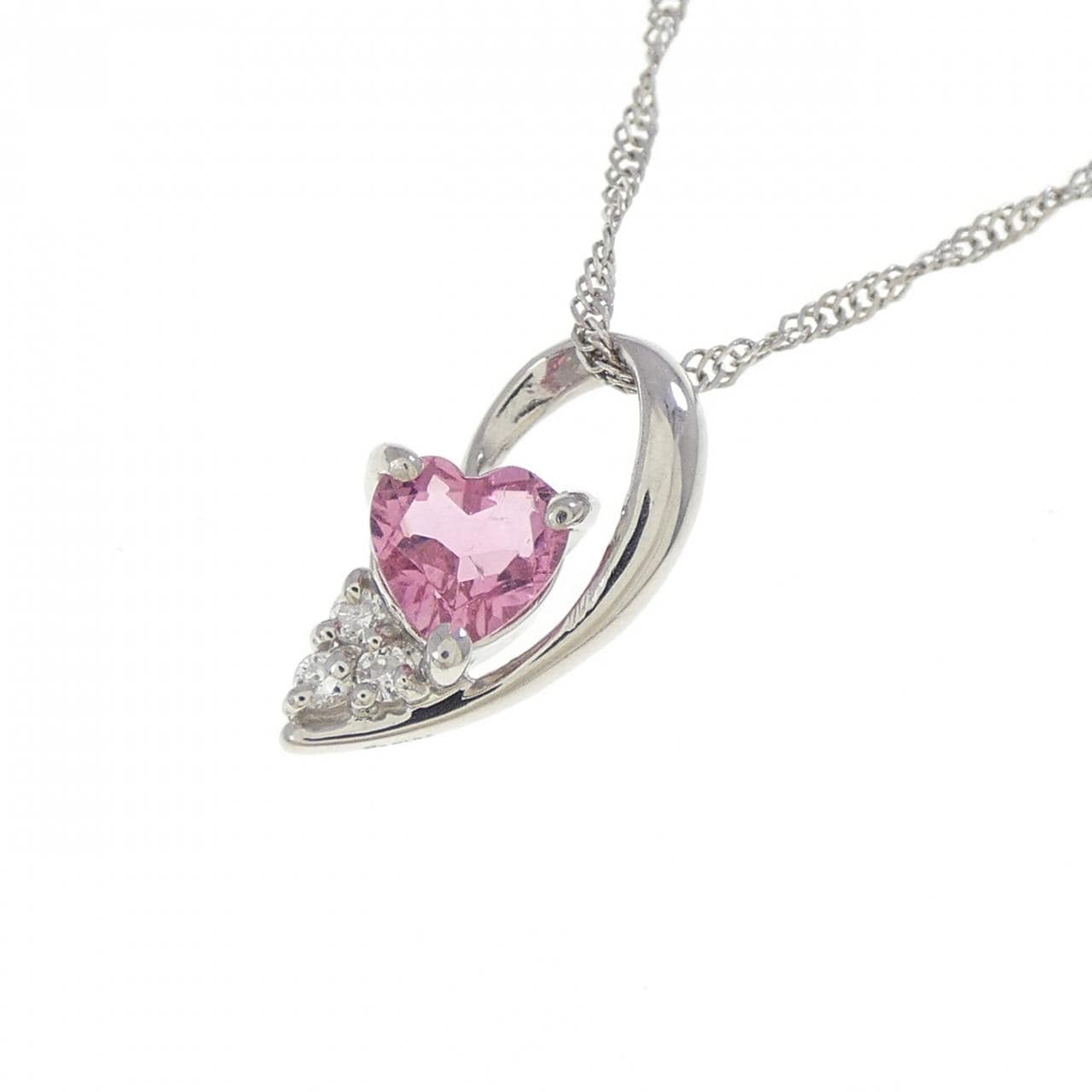 PT900/PT850 ハート トルマリン ネックレス