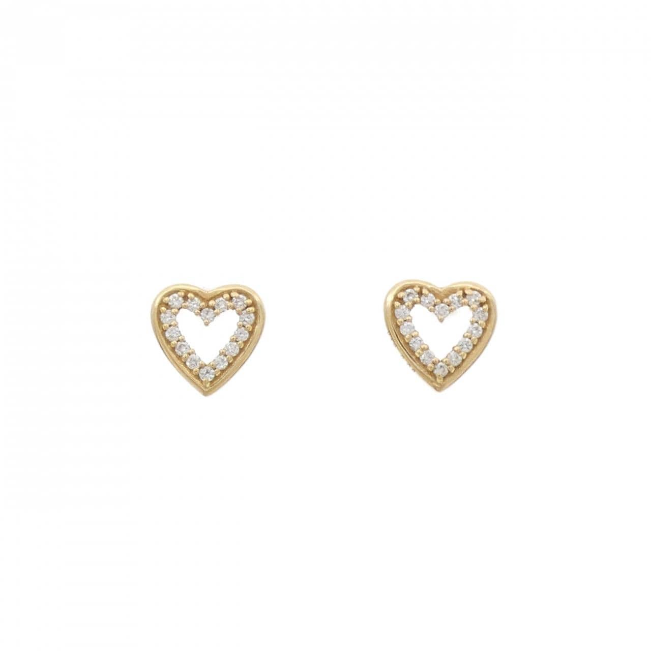 [BRAND NEW] K18YG Heart Diamond Earrings 0.08CT