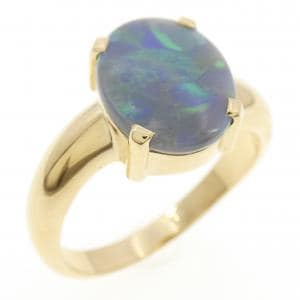 750YG ブラックオパール リング