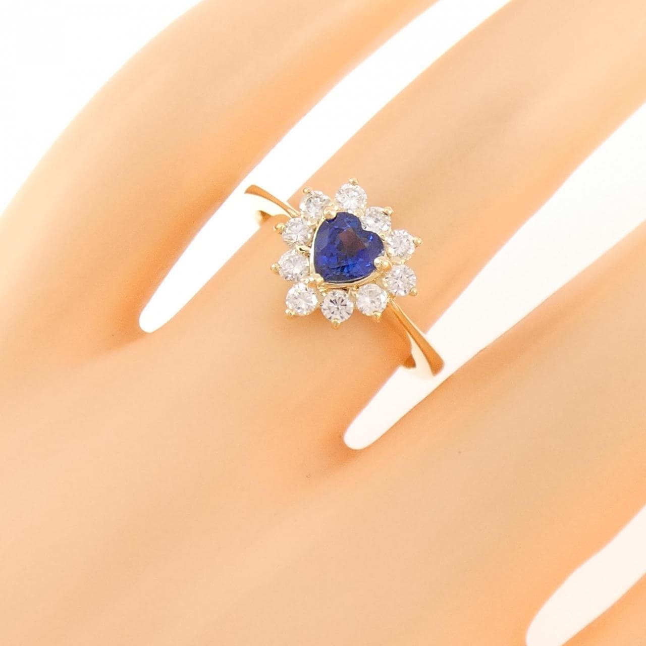 K18YG ハート サファイヤ リング 0.58CT