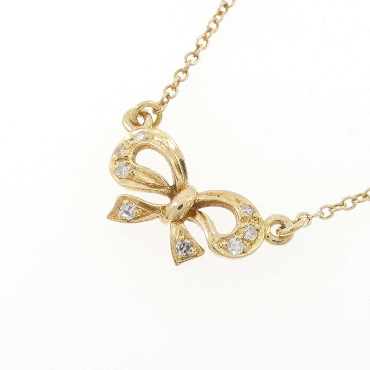 750YG Ribbon Diamond Necklace