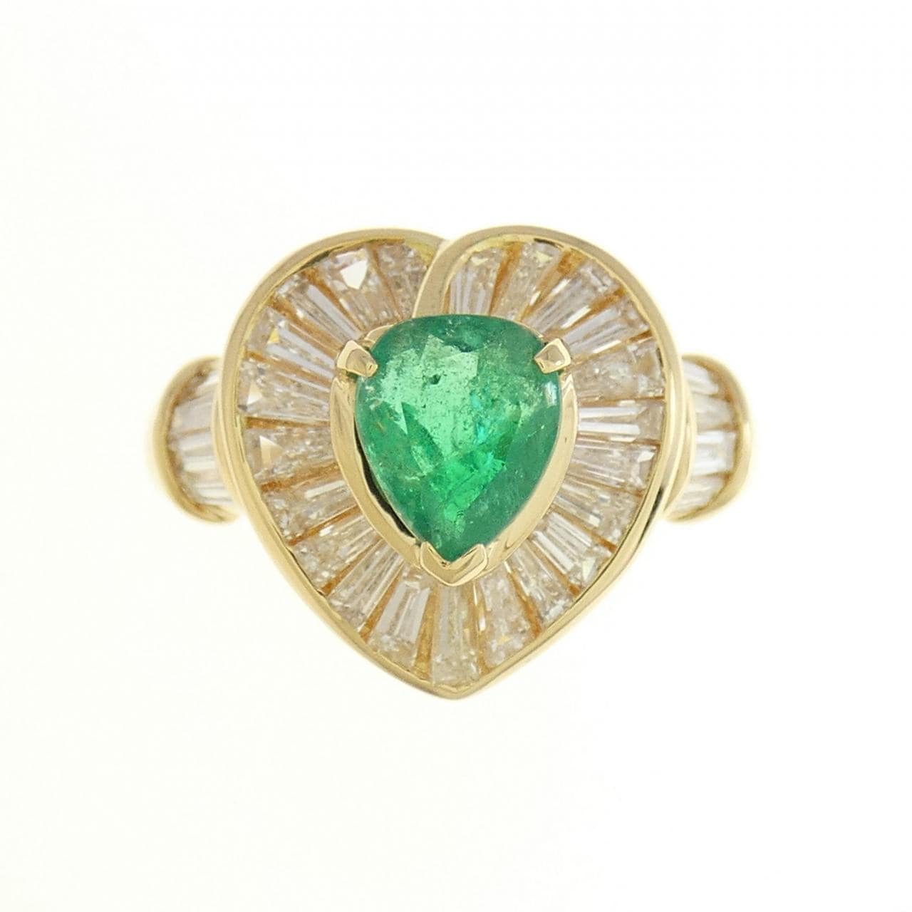 K18YG Heart Emerald Ring 0.83CT