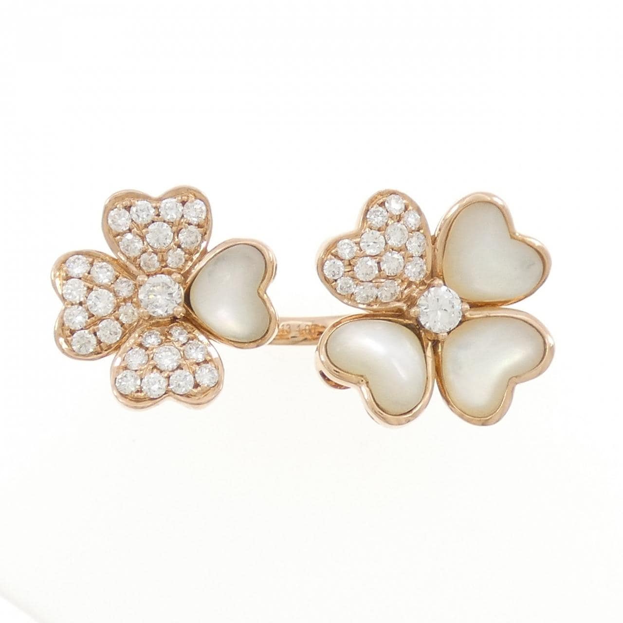 K18PG クローバー マザーオブパール リング