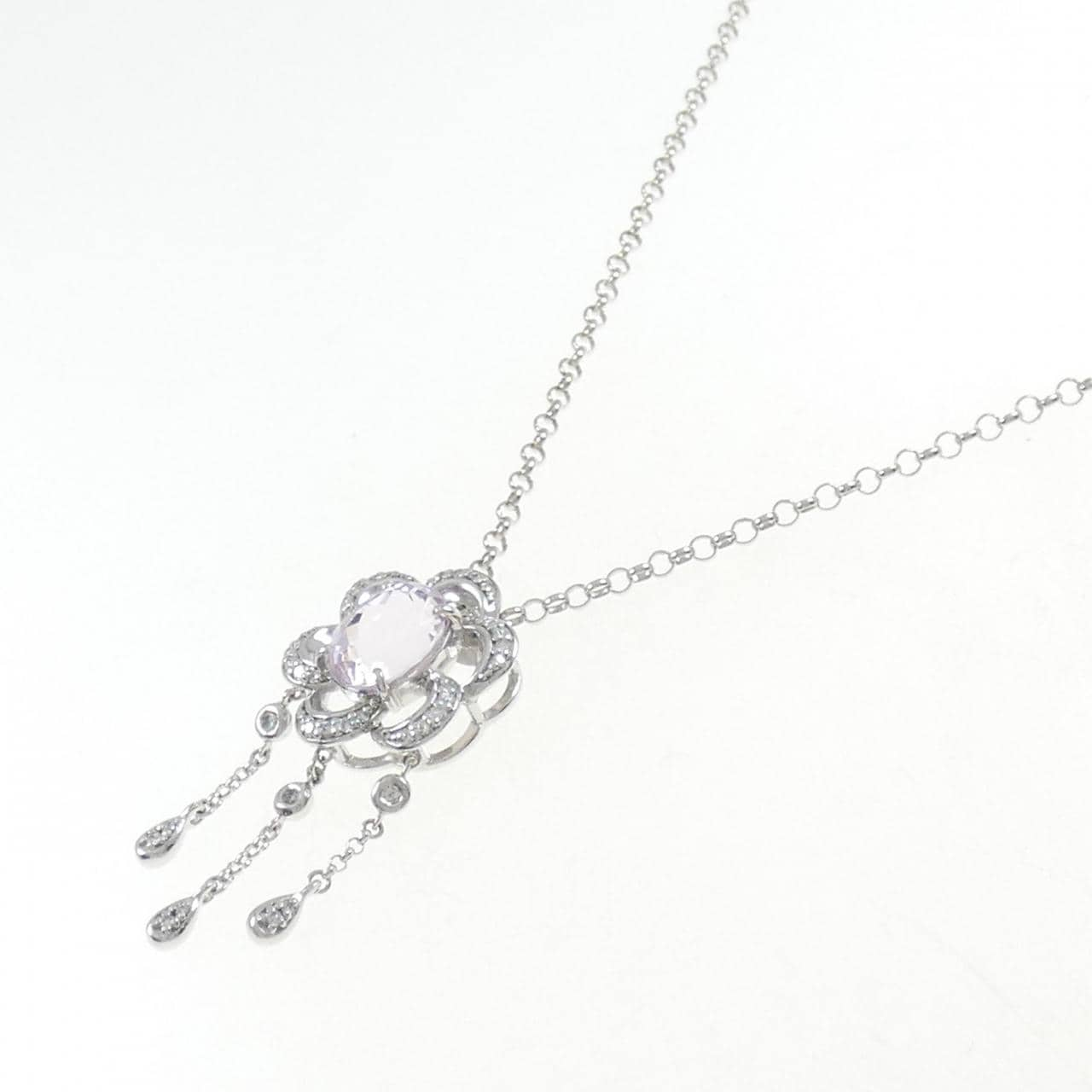 K18WG クンツァイト ネックレス 5.28CT