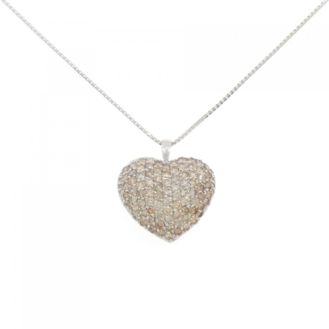 K18WG パヴェ ハート ダイヤモンド ネックレス 3.25CT