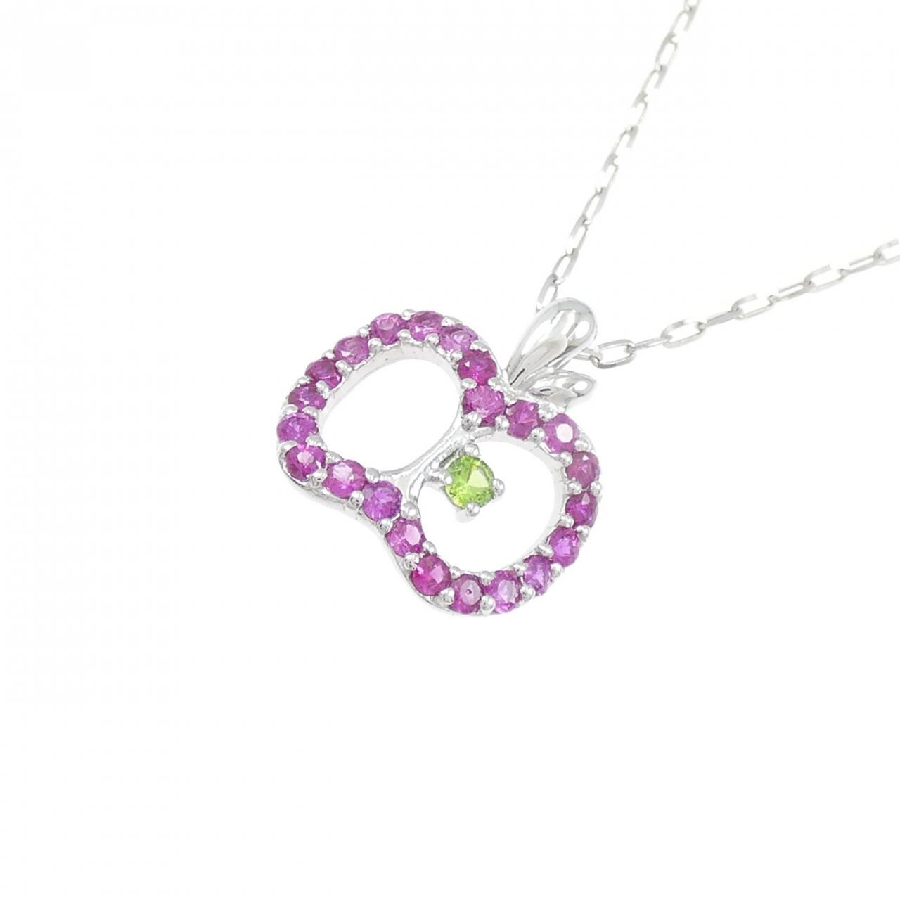 K18WG アップル ルビー ネックレス 0.37CT