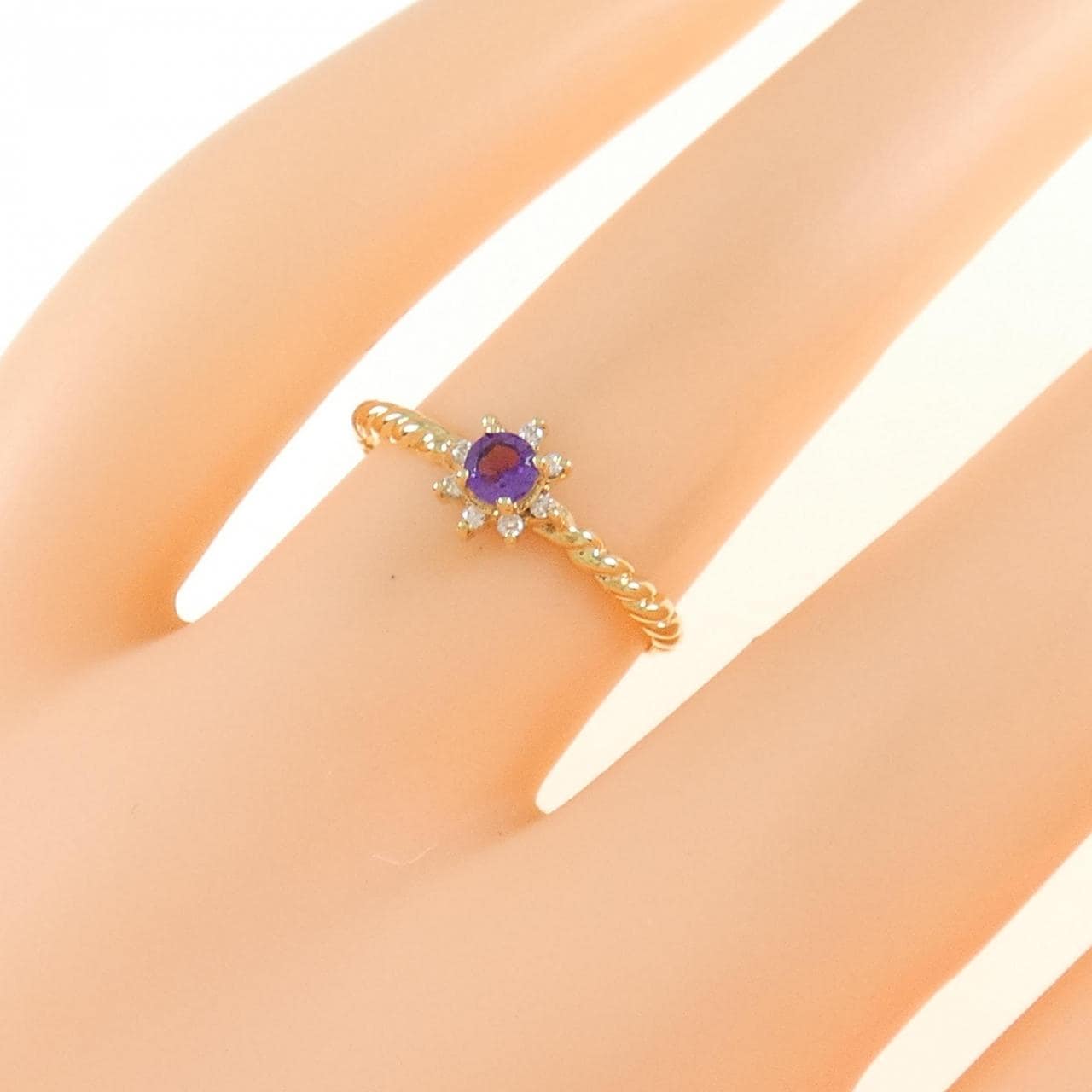 K18YG花朵紫水晶戒指