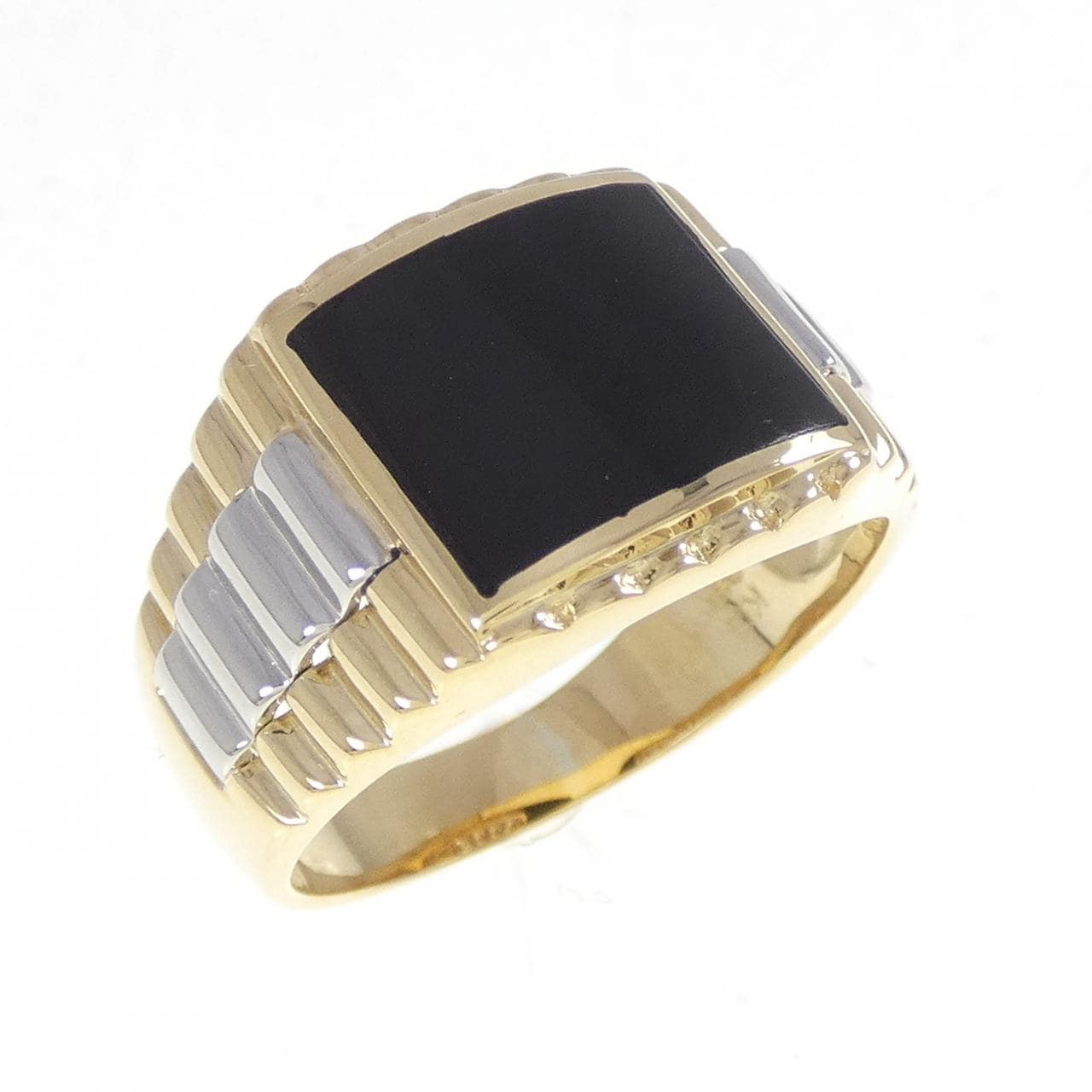 K18YG/PT900 オニキス リング