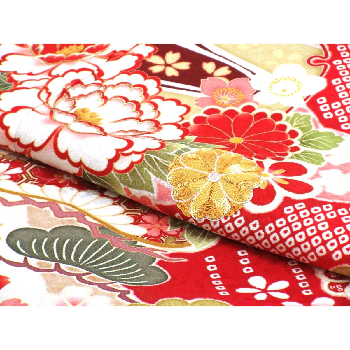 振袖　友禅金彩加工　刺繍入りボカシ染