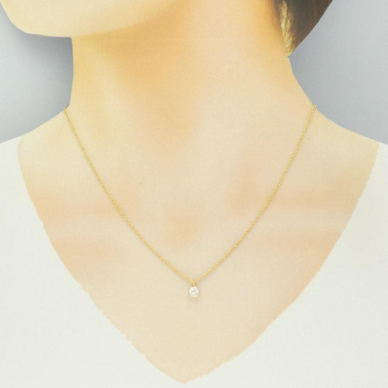 K18YG ソリティア ダイヤモンド ネックレス 0.31CT
