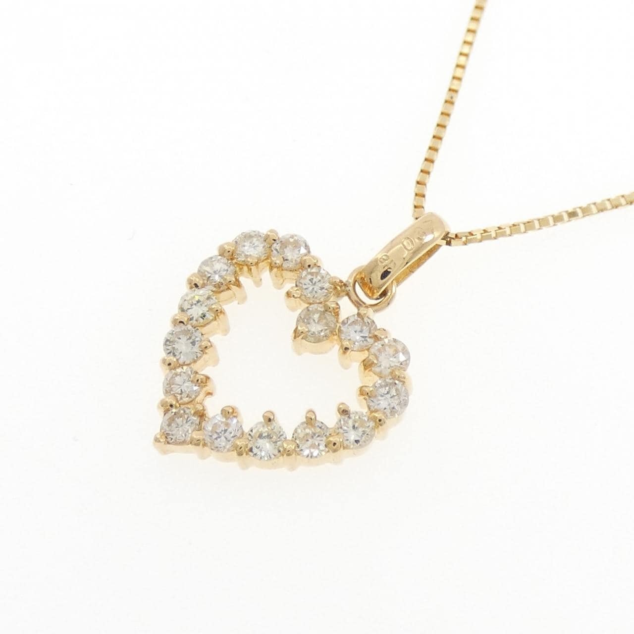 K18YG ハート ダイヤモンド ネックレス 0.37CT
