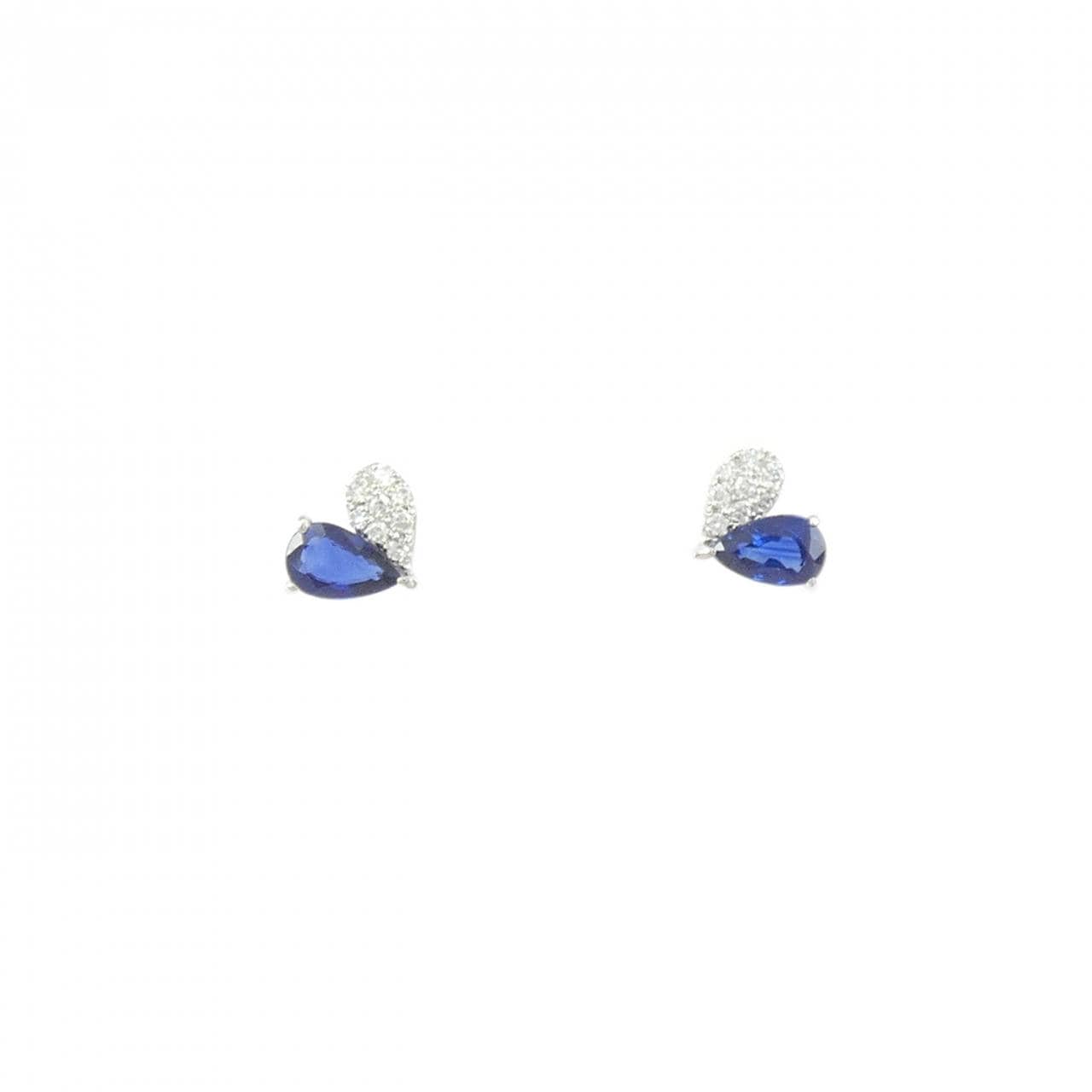 【新品】PT900 ハート サファイヤ ピアス 0.54CT