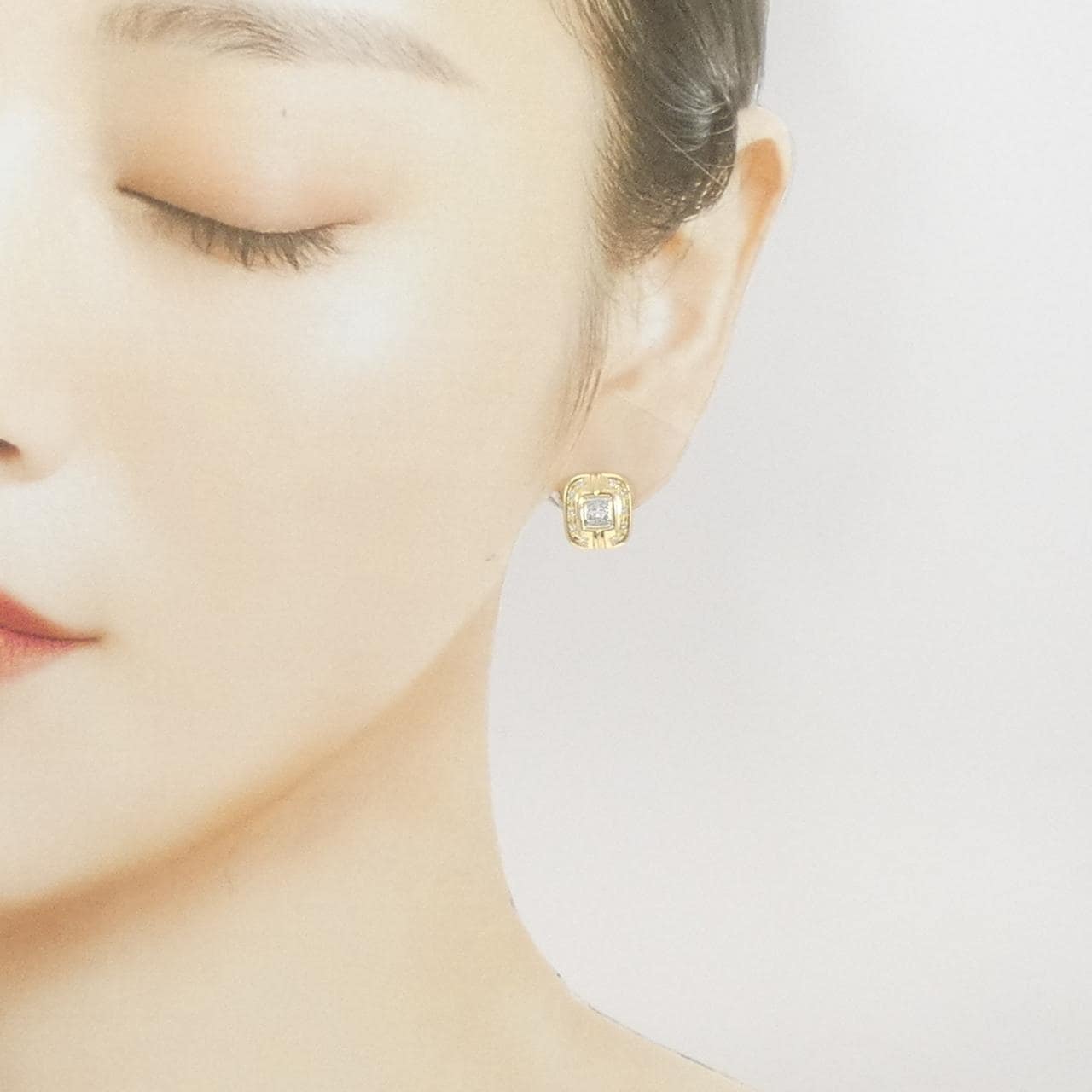 K18YG/PT850 ダイヤモンド ピアス 0.18CT