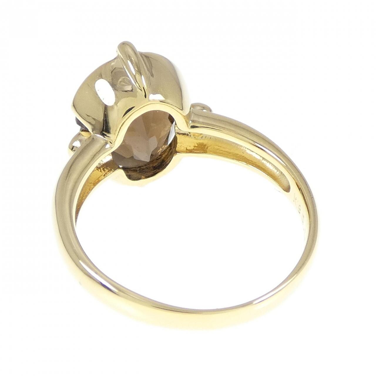K18YG スモーキークオーツ リング 3.74CT