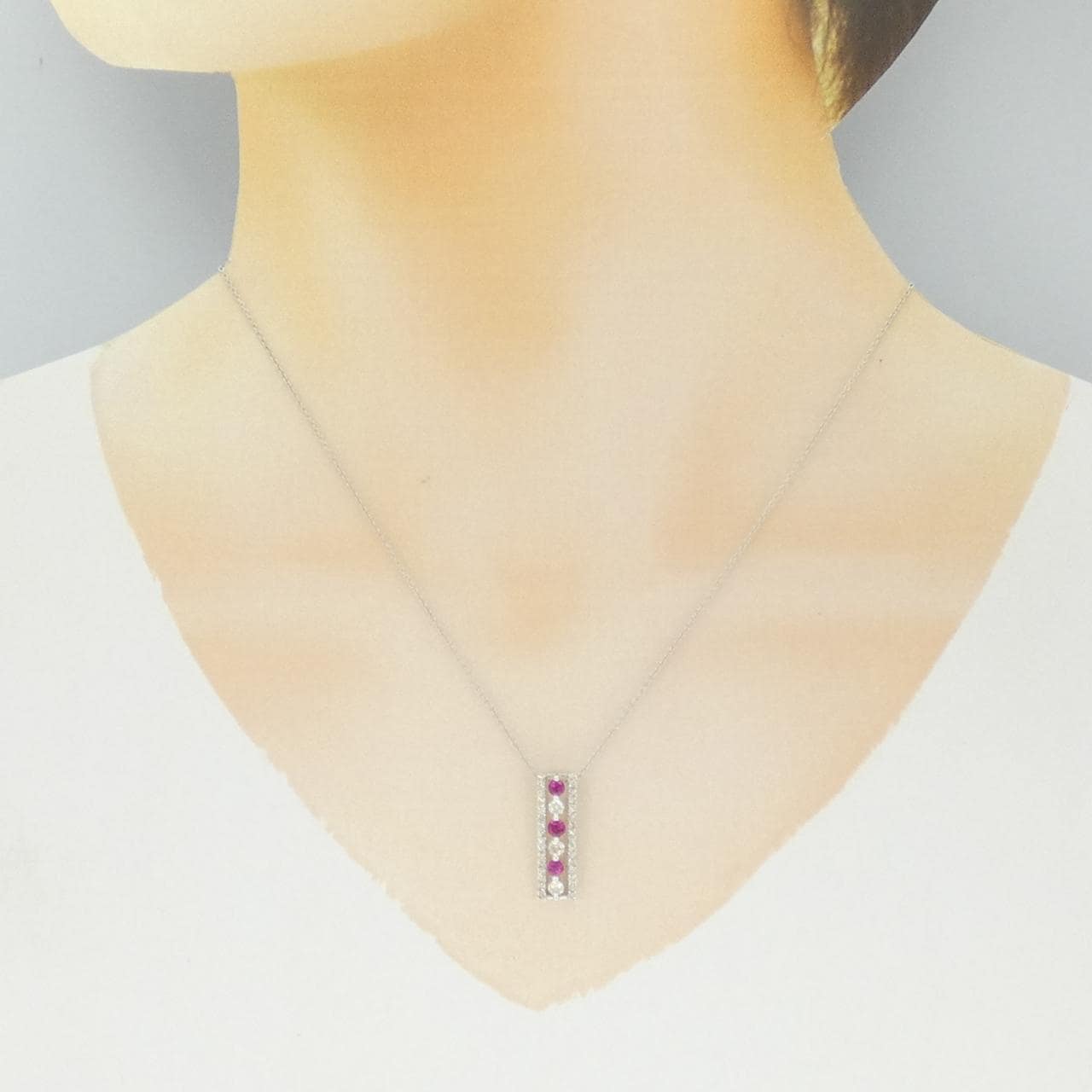 K18WG ルビー ネックレス 0.52CT