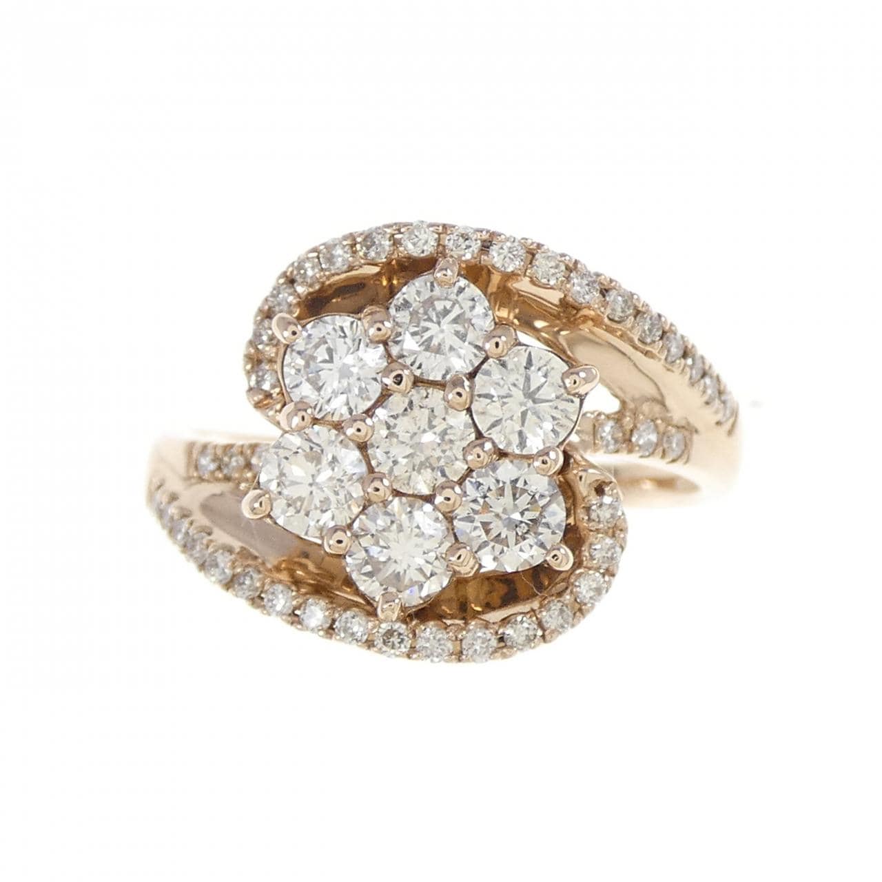 K18PG フラワー ダイヤモンド リング 1.08CT