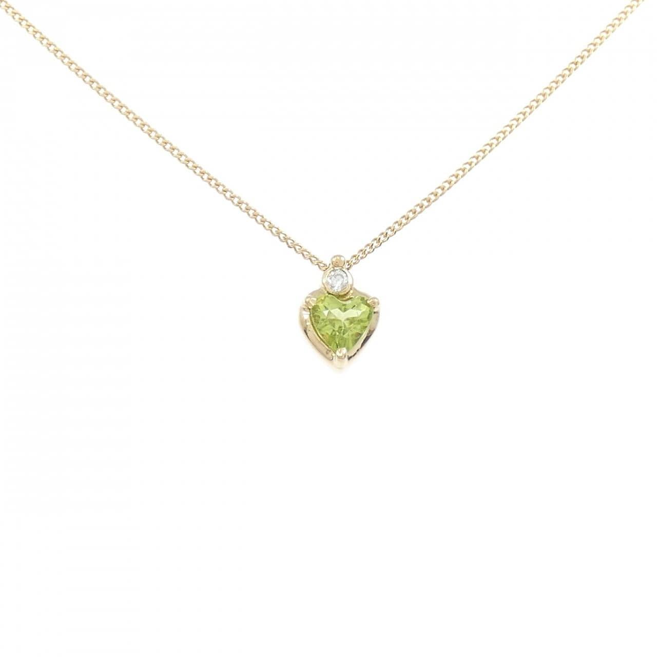 K18YG ハート ペリドット ネックレス