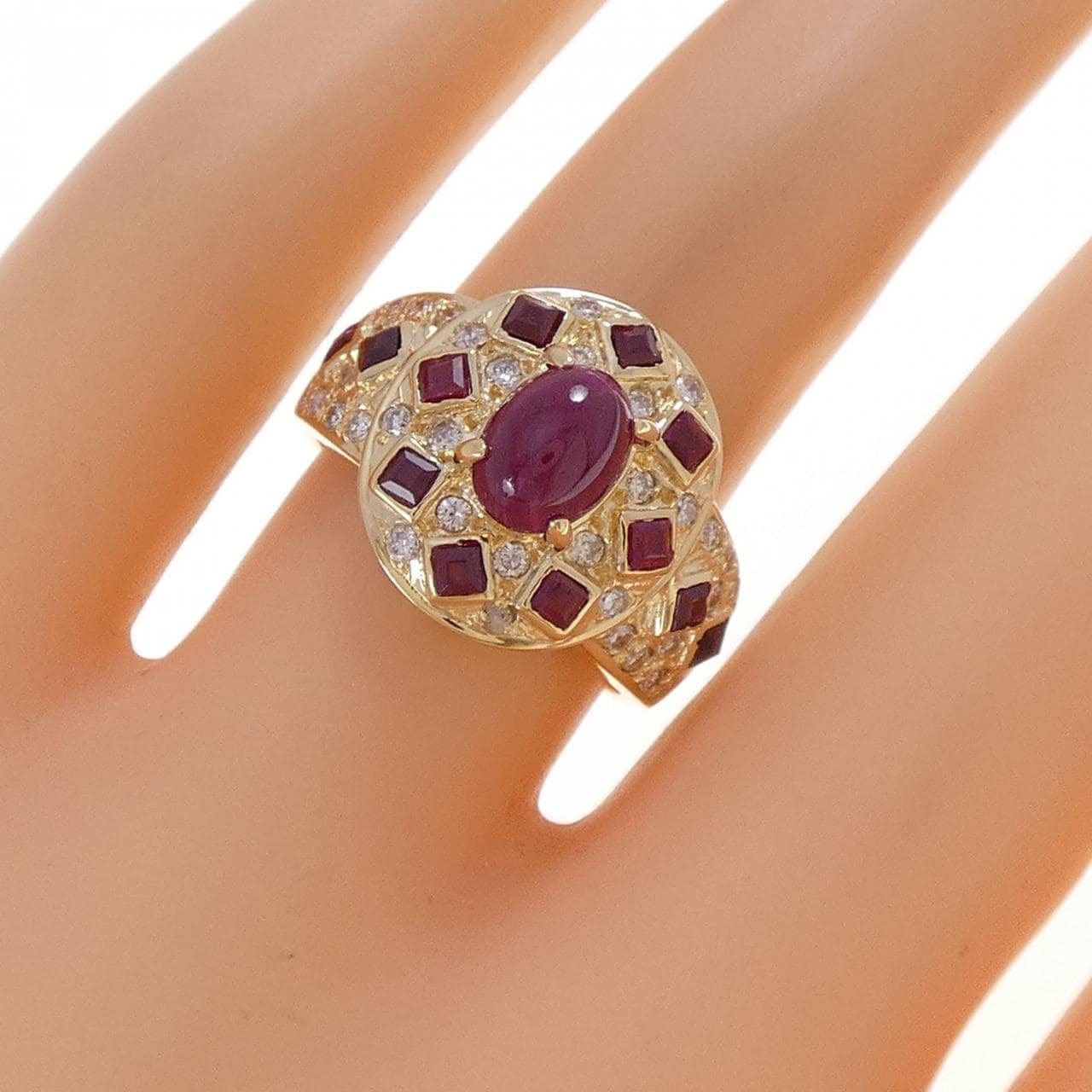K18YG ルビー リング 1.58CT