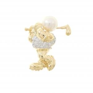 750YG/750WG アコヤパール ブローチ 7.4mm