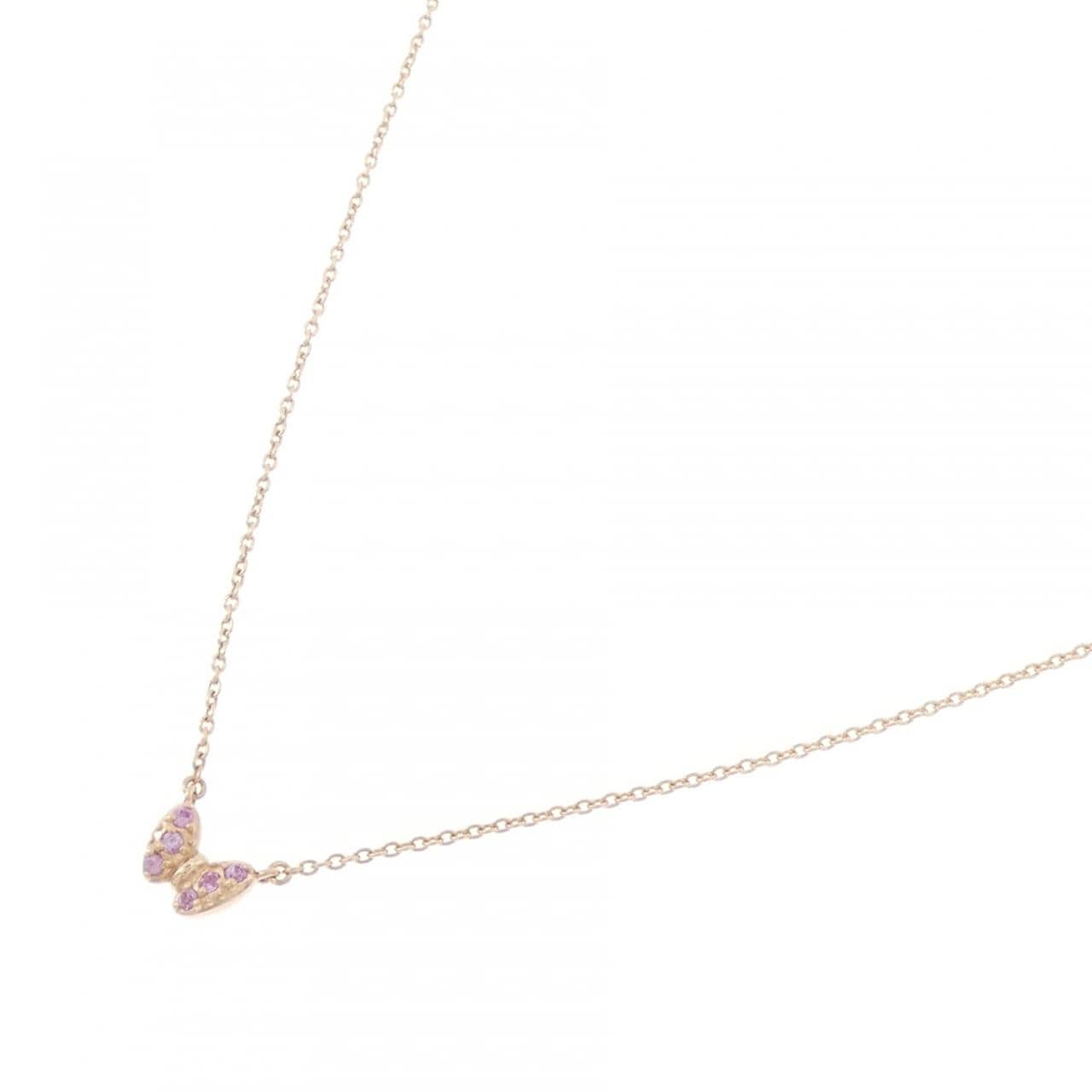 K10PG バタフライ サファイヤ ネックレス 0.03CT