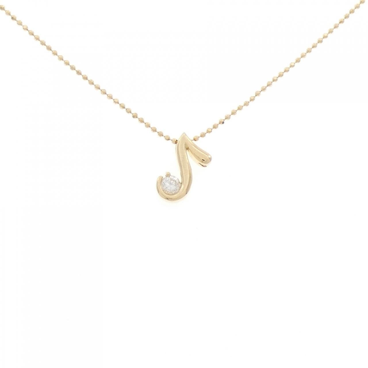 K18YG 音符 ダイヤモンド ネックレス 0.12CT
