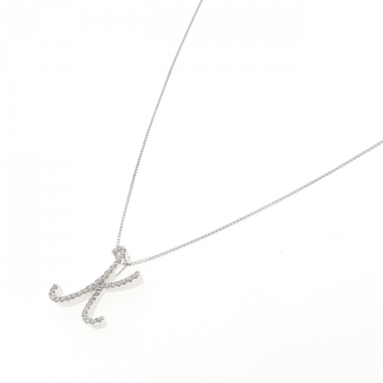 K18WG イニシャルK ダイヤモンド ネックレス 0.20CT