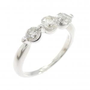 K18WG スリーストーン ダイヤモンド リング 1.00CT
