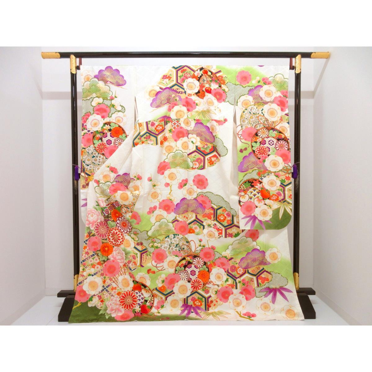 【未使用品】振袖　友禅金彩加工　刺繍入り　ボカシ染