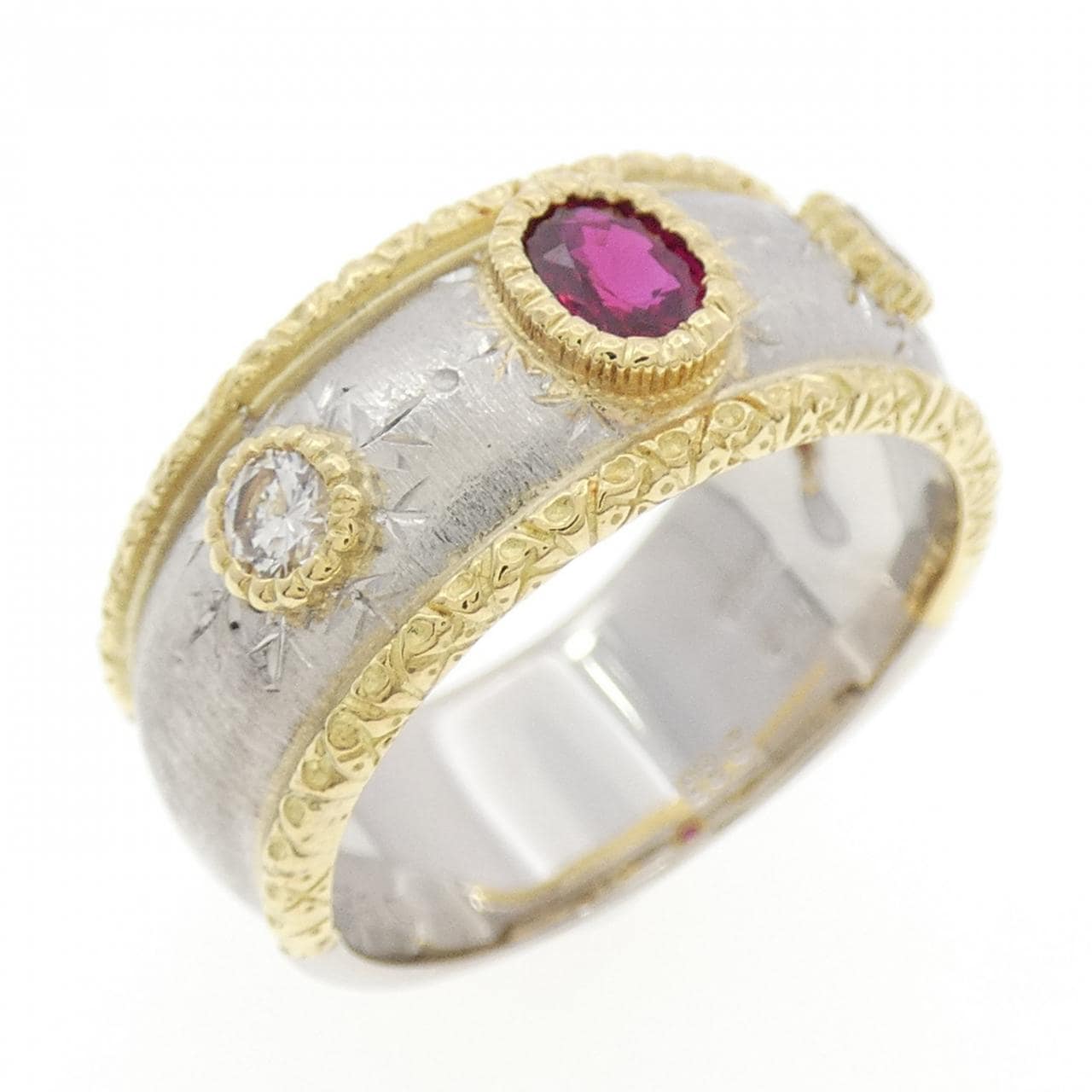 PT900/K18YG ルビー リング 0.35CT