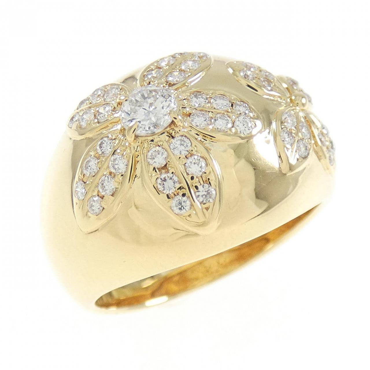 K18YG フラワー ダイヤモンド リング 0.14CT