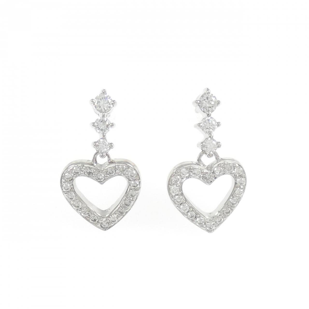 K18WG ハート ダイヤモンド ピアス 0.33CT